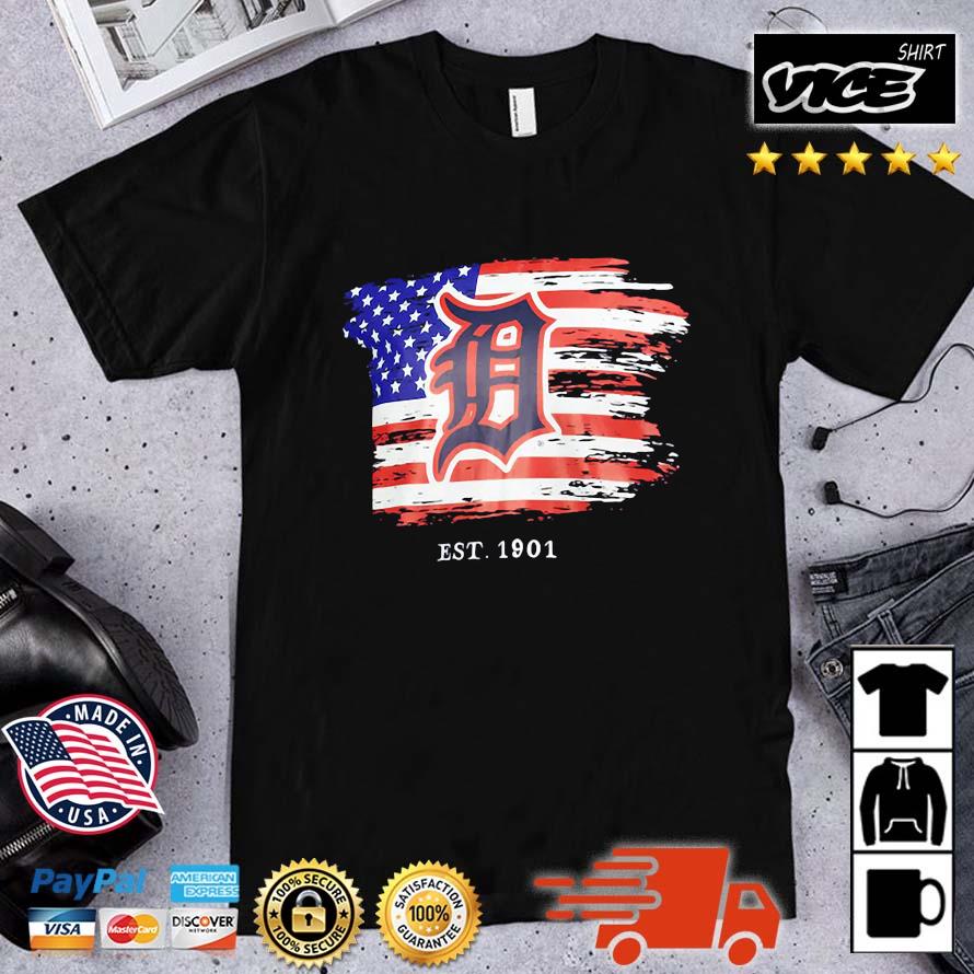 Detroit Tigers 4th Of July American Flag Est 1901 Shirt, hoodie