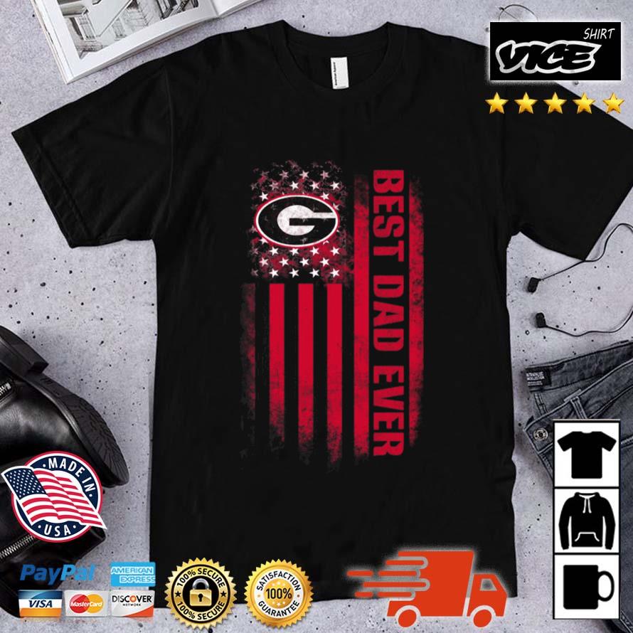 Georgia Bulldogs Best Dad Ever USA Distressed Flag 2022 Shirt