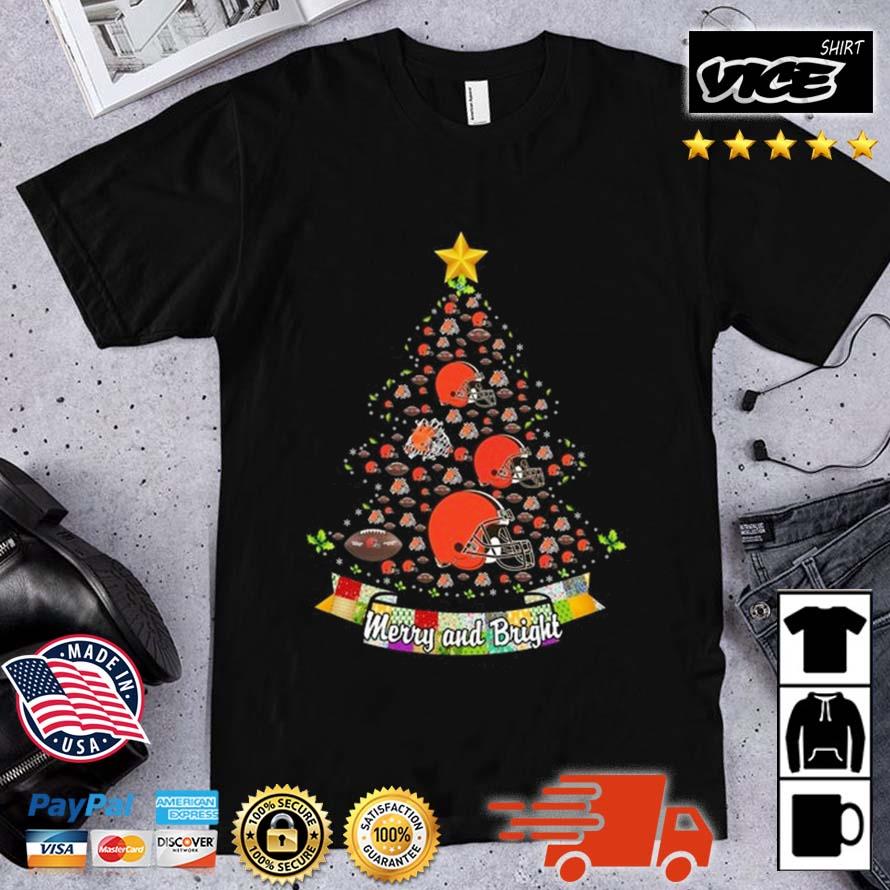 Merry And Bright Cleveland Browns NFL Christmas Tree 2022 Shirt