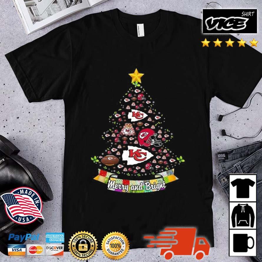 Merry And Bright Kansas City Chiefs NFL Christmas Tree 2022 Shirt