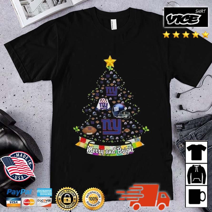 Merry And Bright New York Giants NFL Christmas Tree 2022 Shirt
