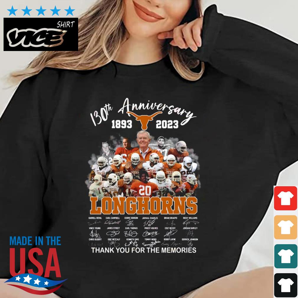 130th Anniversary 1893 – 2023 Texas Longhorns Thank You For The Memories Signatures Shirt