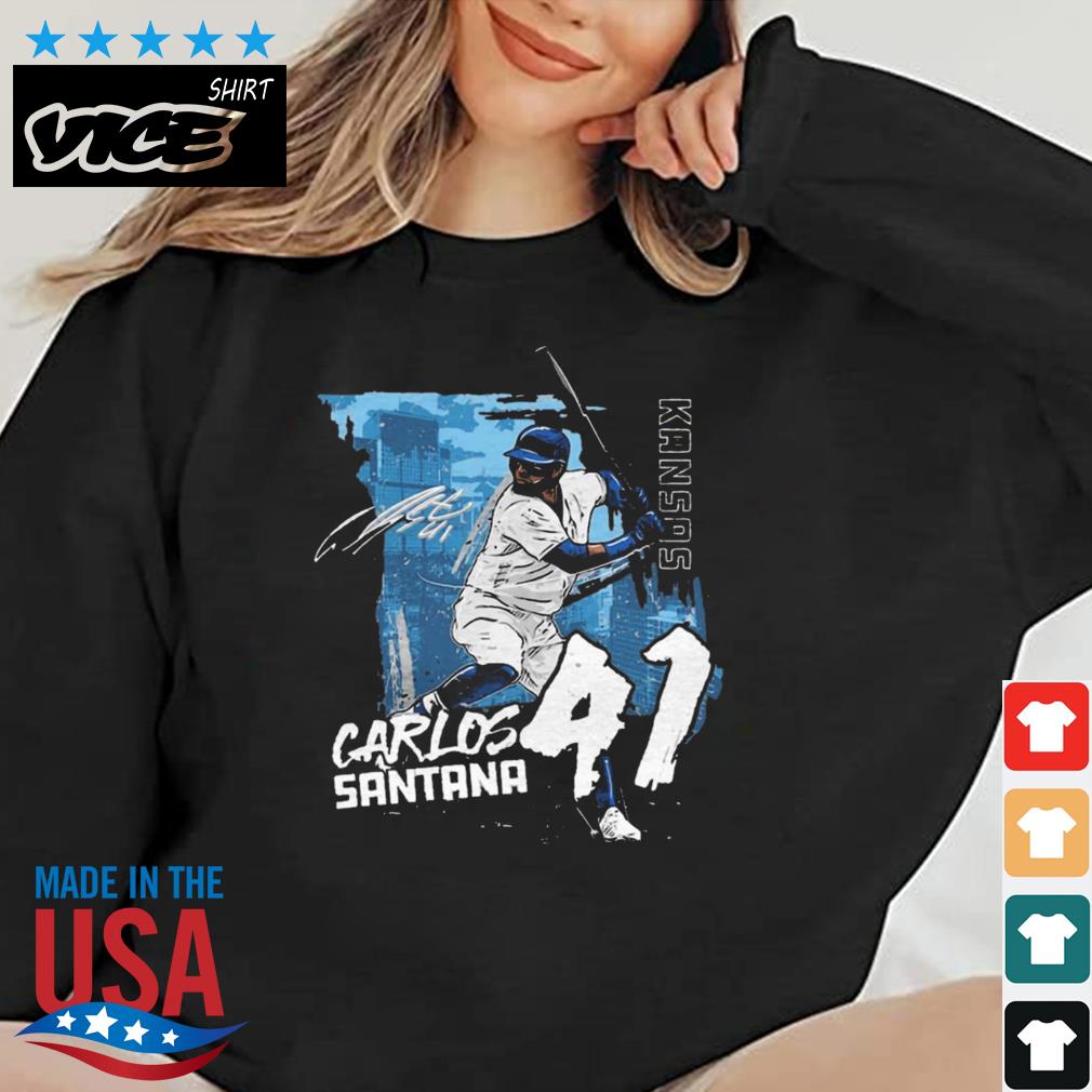 41 Kansas Baseball Carlos Santana State Signature Shirt