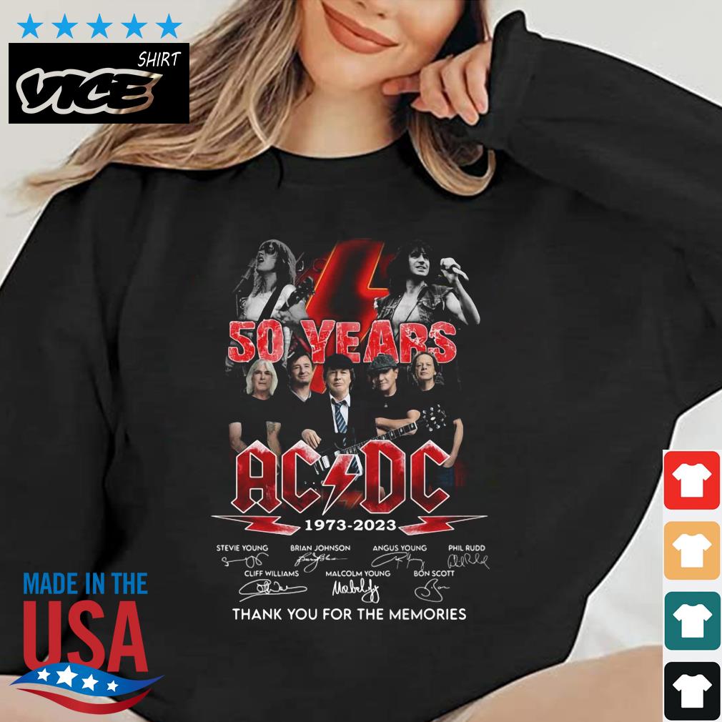 50 Years ACDC 1973 2023 Stevie Young Brian Johnson Signatures Thank You Shirt