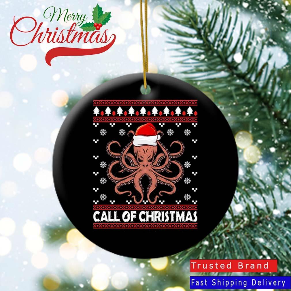 Call Of Christmas Octopus Funny Spoof Xmas Festive Santa Hat Xmas 2022 Ornament