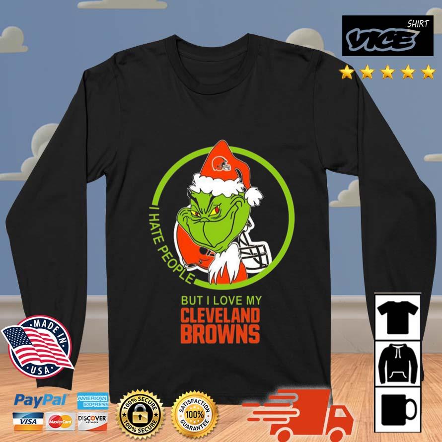 Cleveland Browns NFL Christmas Grinch I Hate People But I Love My Favorite Football Team Sweater