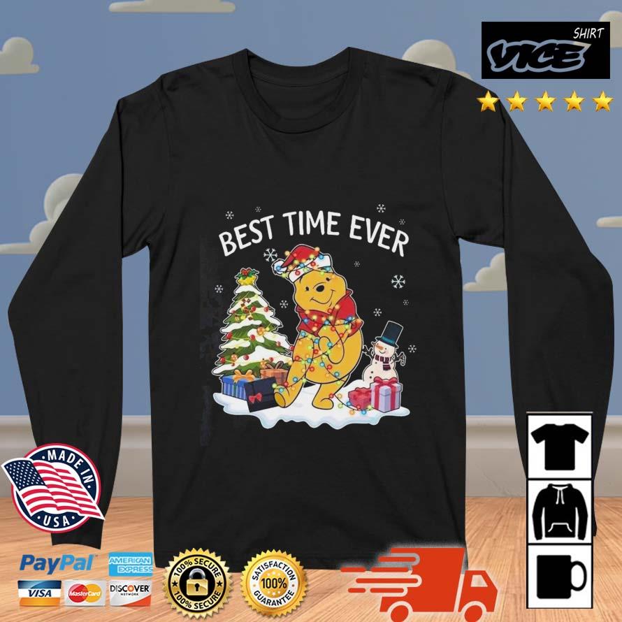 Cute Pooh Bear Best Time Ever Christmas Lights 2022 Sweater