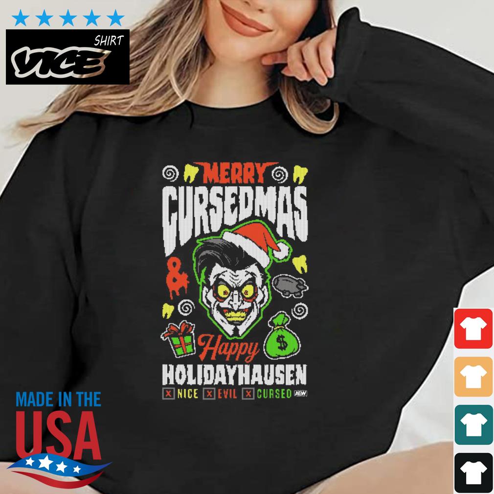 Danhausen Merry Cursedmas Happy Holidayhousen Nice Evil Cursed Christmas Sweater