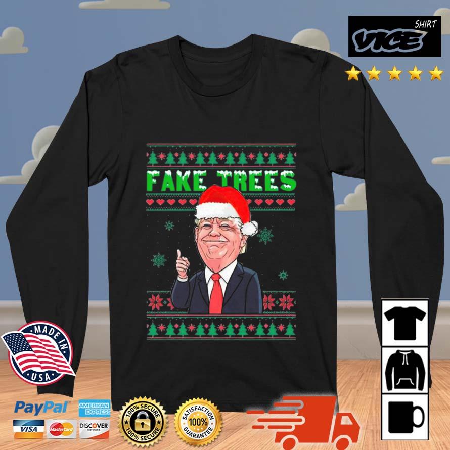 Fake Trees Red Tie Trump For President No Joe Biden Ugly Christmas 2022 Sweater