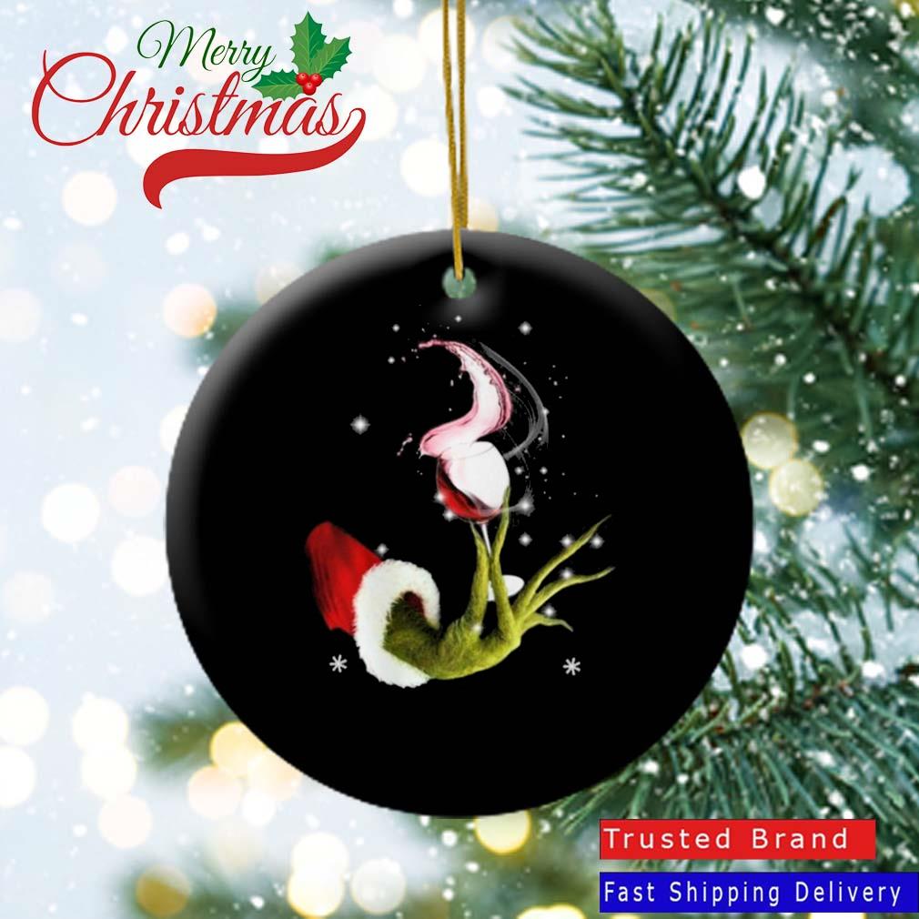Grinch Hand Holding Glass Of Wine Christmas 2022 Ornament