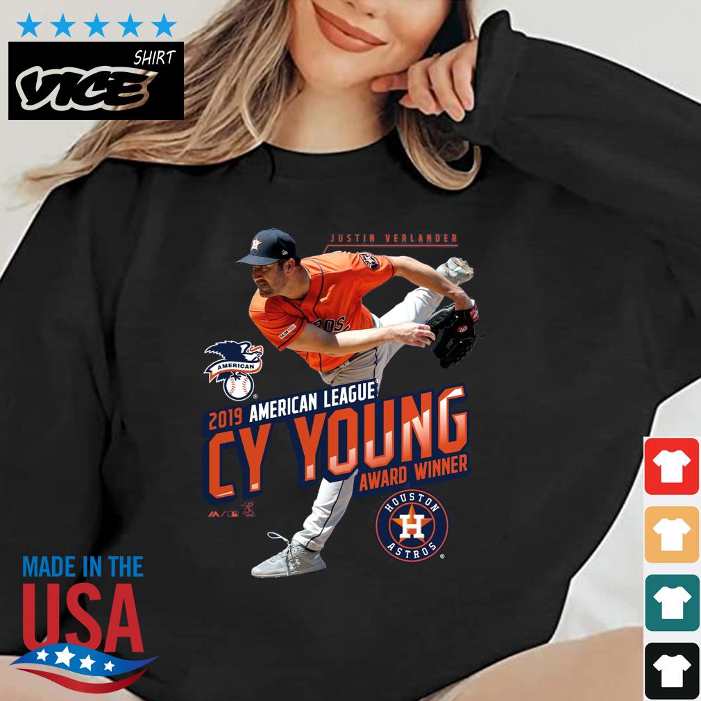 Houston Astros Justin Verlander Majestic Navy 2019 AL Cy Young Award Winner Shirt