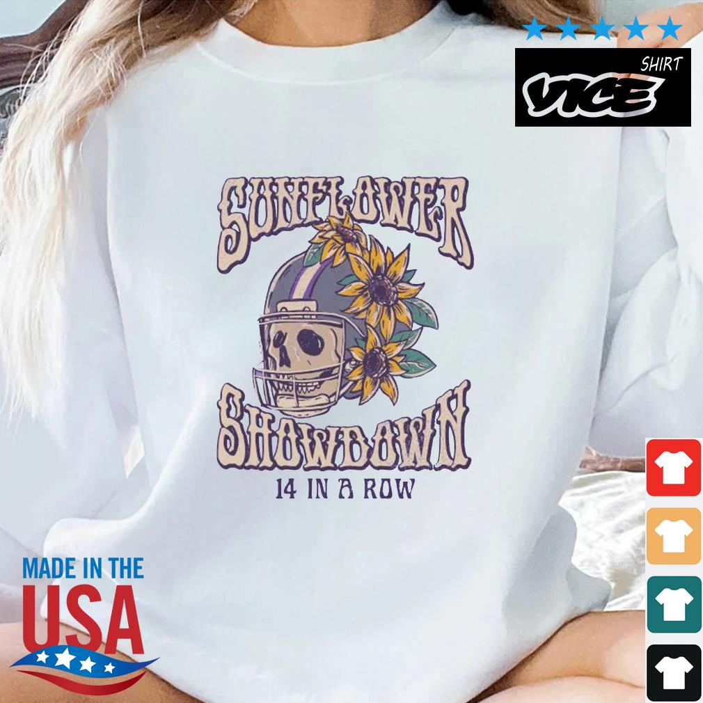 K-State Wildcats Skull Sunflower Showdown 14 In A Row Shirt