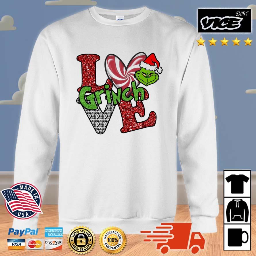Love Candy Heart With Grinch Santa Hat Christmas 2022 Sweater