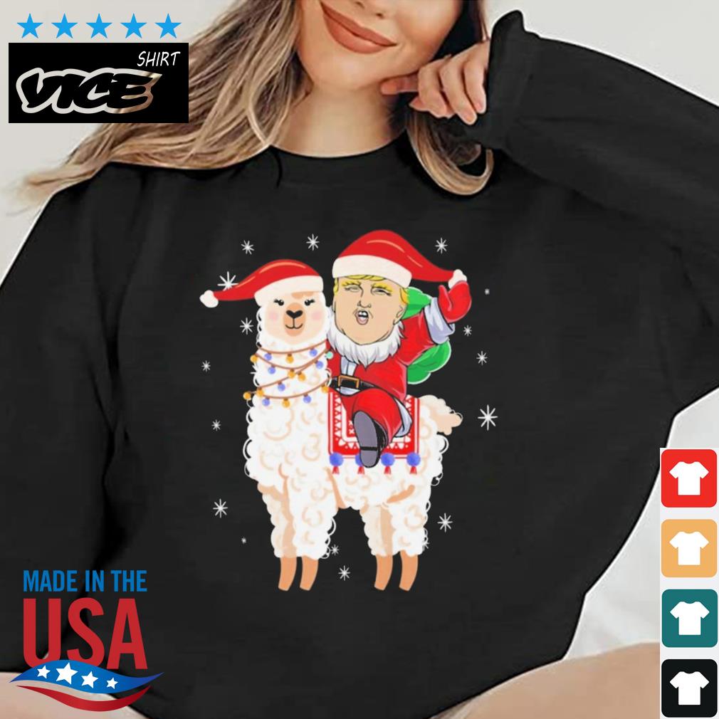 Make Christmas Great Again Santa Trump Ride Llama Xmas Party Sweater