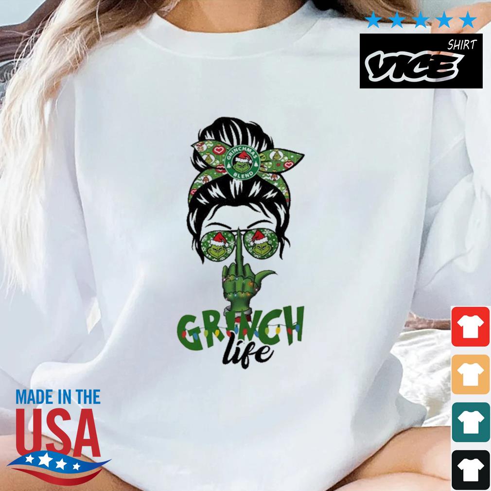 Messy Bun Grinch Life Finger Christmas 2022 Sweater