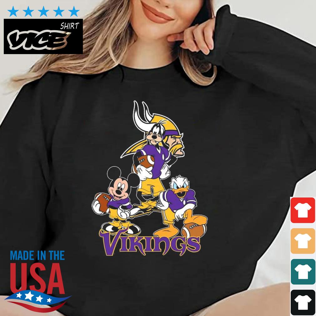 Mickey Goofy Donald Disney Minnesota Vikings Football Gift Shirt