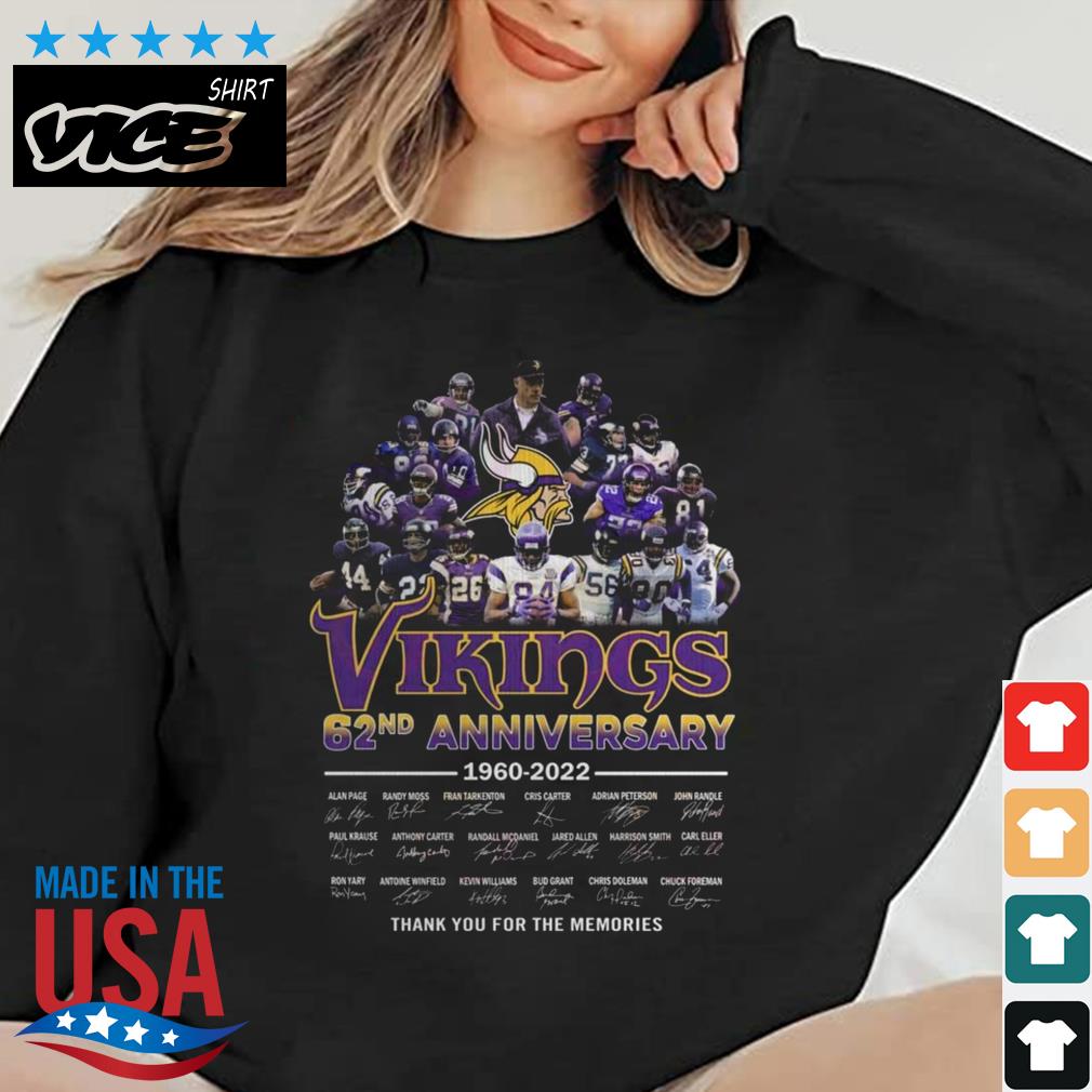 Minnesota Vikings 62nd Anniversary 1960 – 2022 Thank You For The Memorie Signatures Shirt