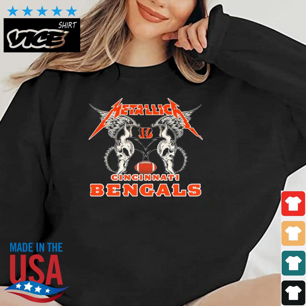 NFL Cincinnati Bengals Logo Black Metallica Wings Shirt