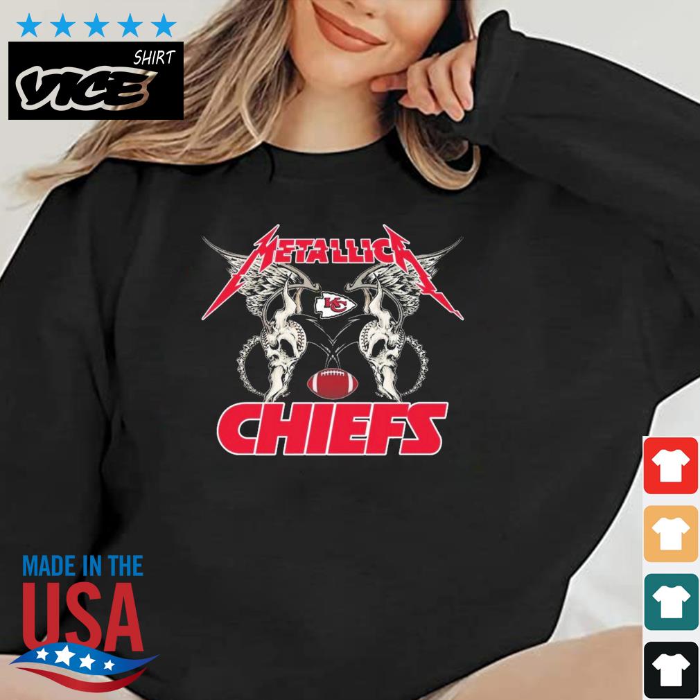 NFL Kansas City Chiefs Logo Black Metallica Wings Shirt