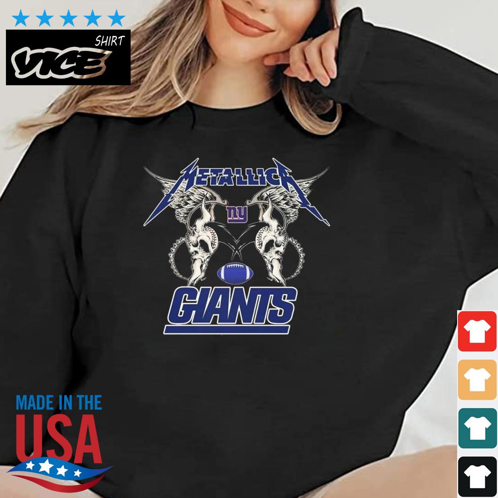 NFL New York Giants Logo Black Metallica Wings Shirt
