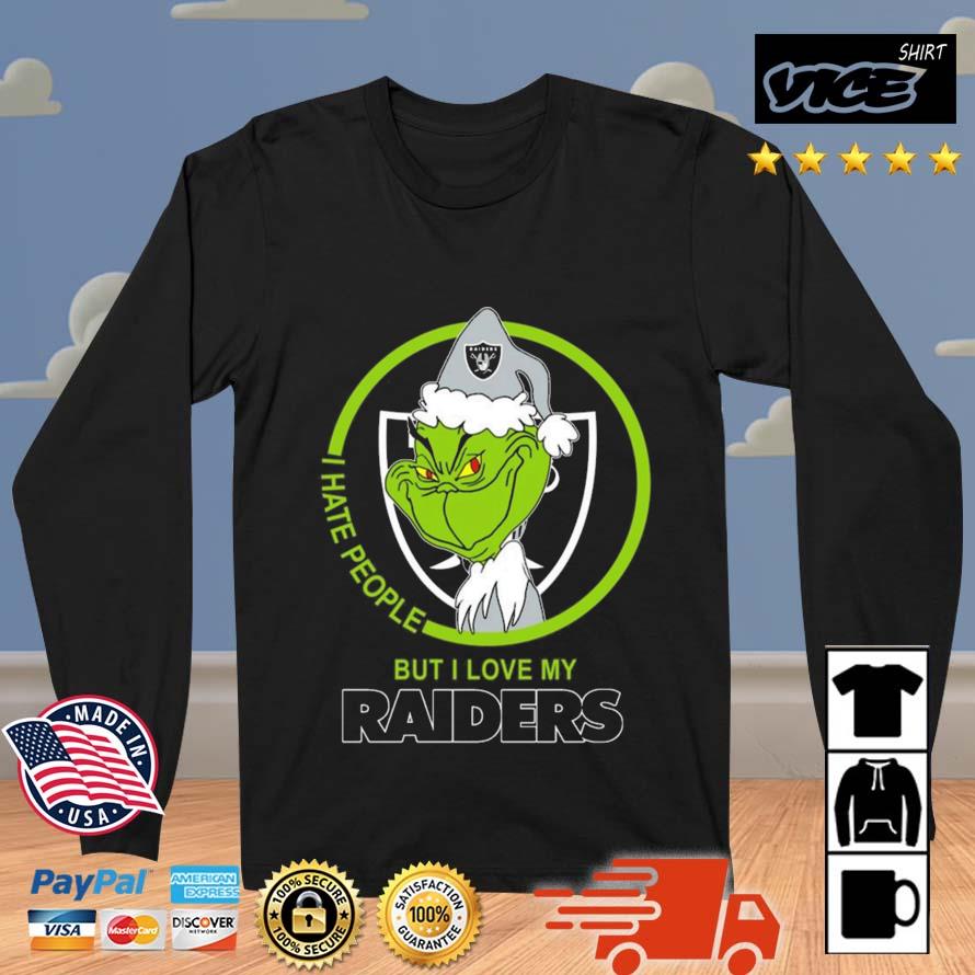 Oakland Raiders NFL Christmas Grinch I Hate People But I Love My Favorite Football Team Sweater