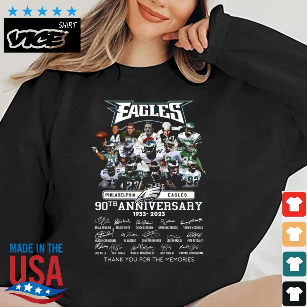 Philadelphia Eagles 90th Anniversary 1933 – 2023 Thank You For The Memories Signatures Shirt