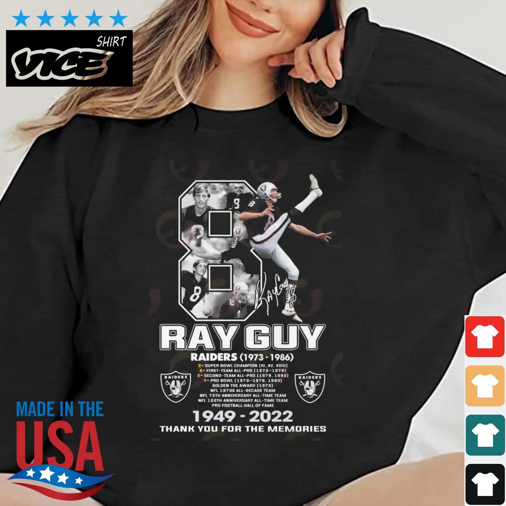 Ray Guy Raiders 1973 – 1986 1949 – 2022 Thank You For The Memories Signature Shirt