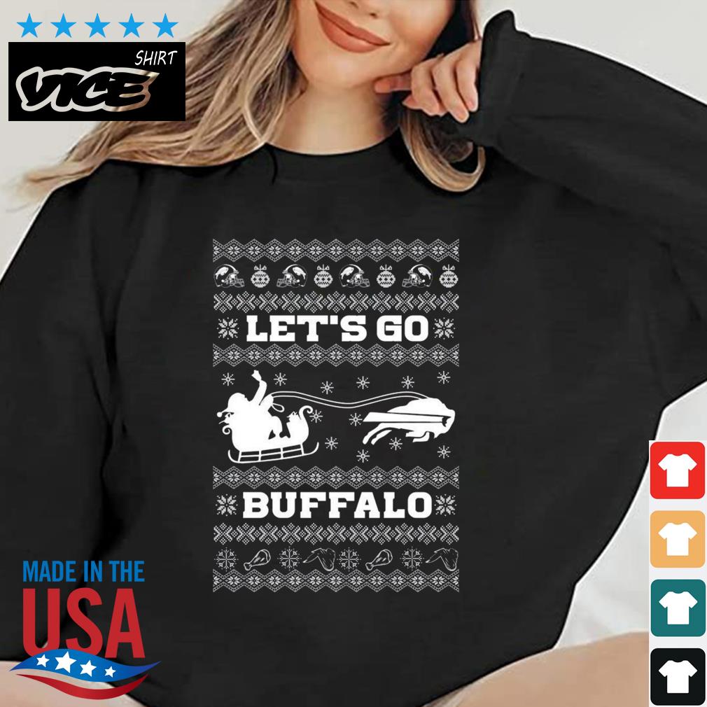 Santa Claus Ride Buffalo Let's Go Buffalo Ugly Christmas Sweater
