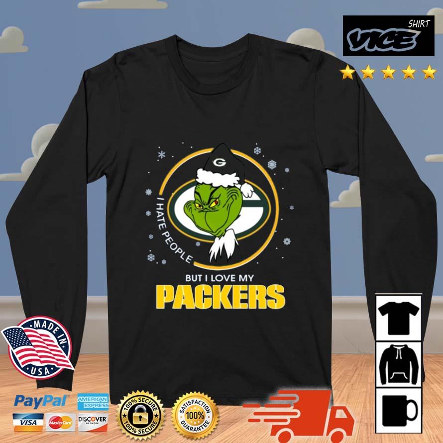 Santa Grinch I Hate People But I Love Green Bay Packers Christmas 2022 Sweater