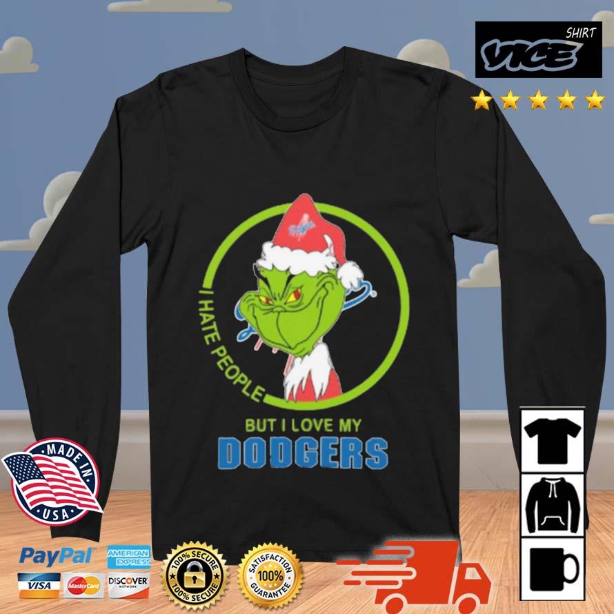 Santa Grinch I Hate People But I Love Los Angeles Dodgers Christmas 2022 Sweater