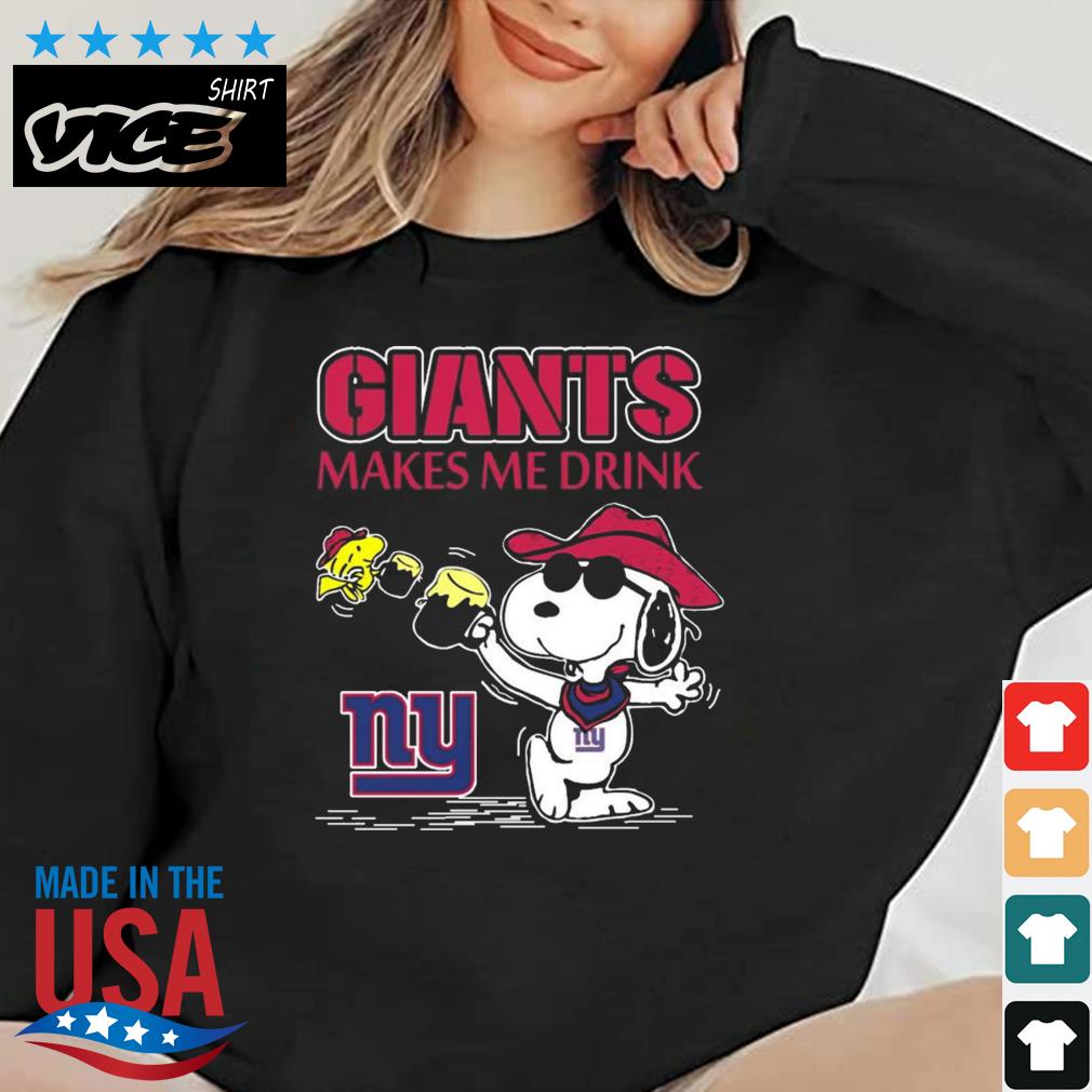 Snoopy And Woodstock New York Giants Make Me Drink Shirt