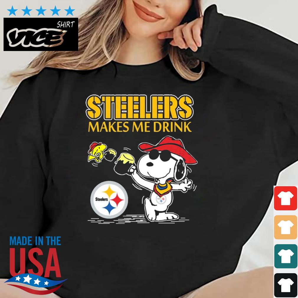 Snoopy And Woodstock Pittsburgh Steelers Make Me Drink Shirt
