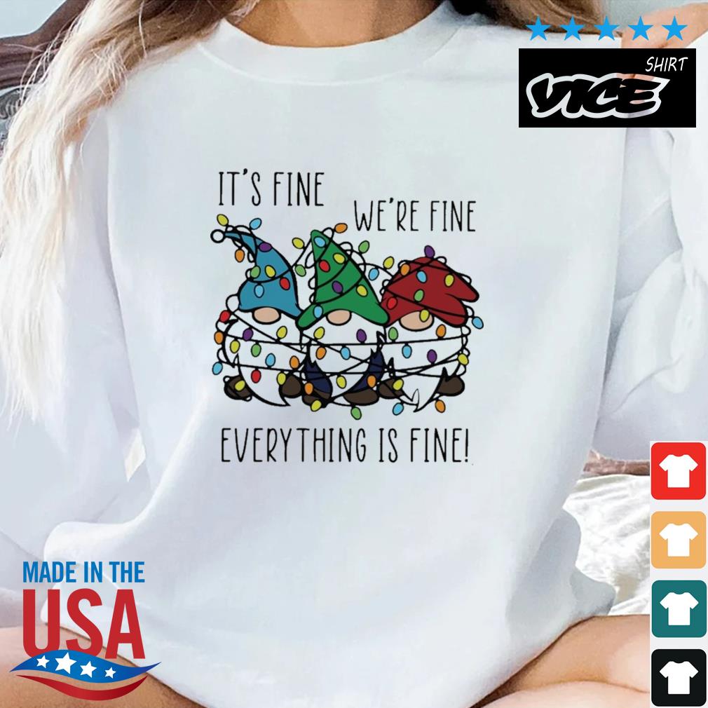 Three Gnomes It's Fine We're Fine Everything Is Fine Christmas Sweater