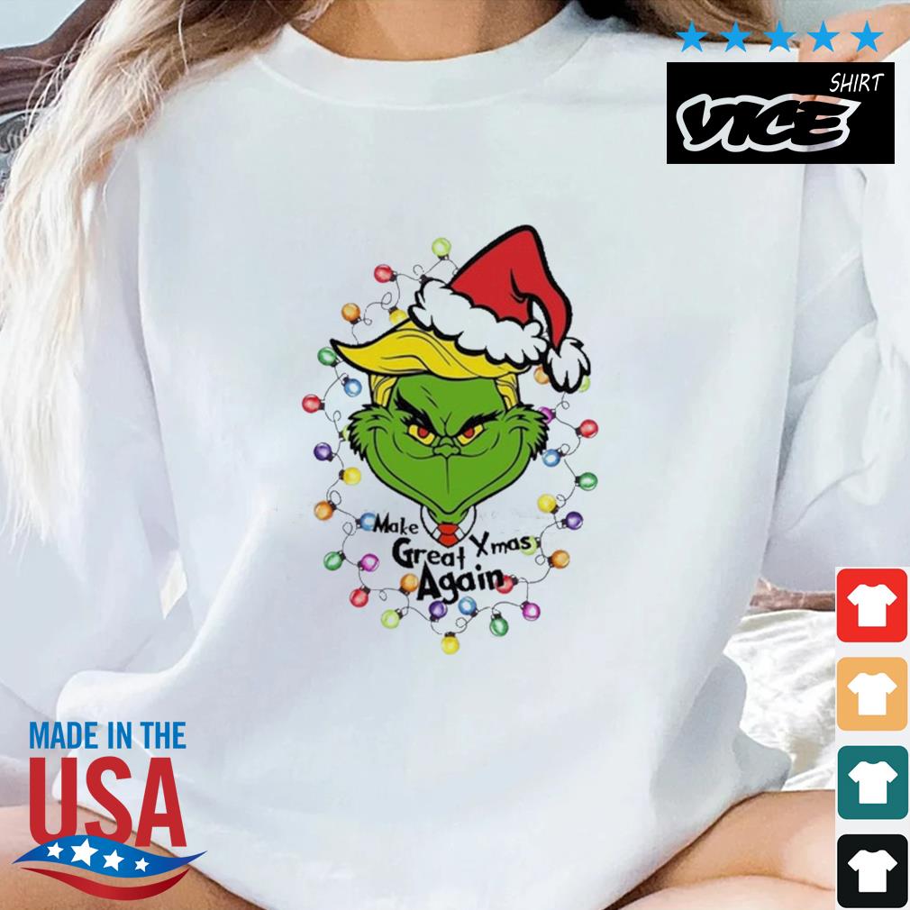 Trump Grinch Make Great Xmas Again Vintage Christmas Light Sweater