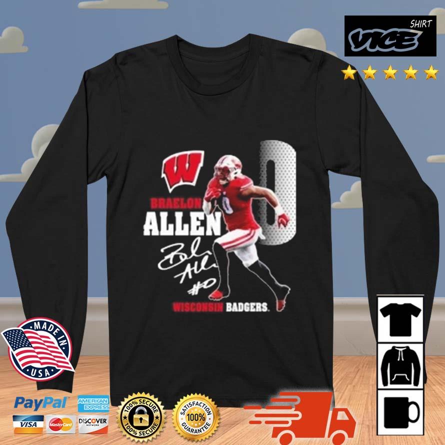 Wisconsin Badgers Logo Braelon Allen Action Signature 2022 Shirt