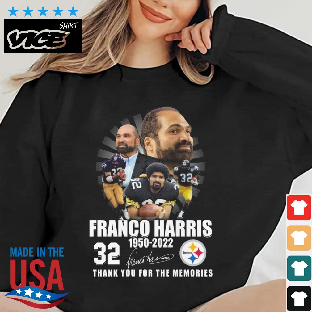 Franco Harris 1950 – 2022 #32 Thank You For The Memories Signature Shirt