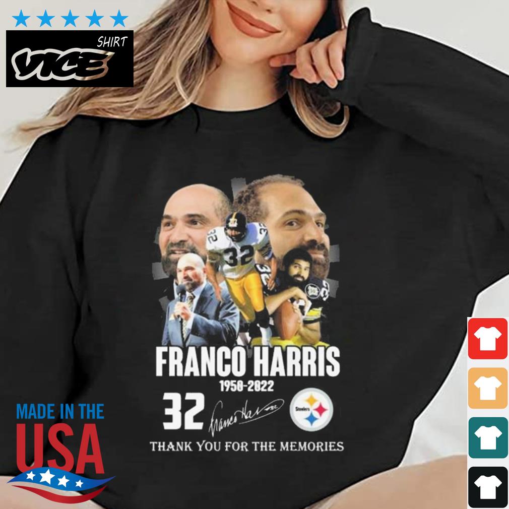 Franco Harris 1950-2022 Thank You For The Memories Signature Shirt