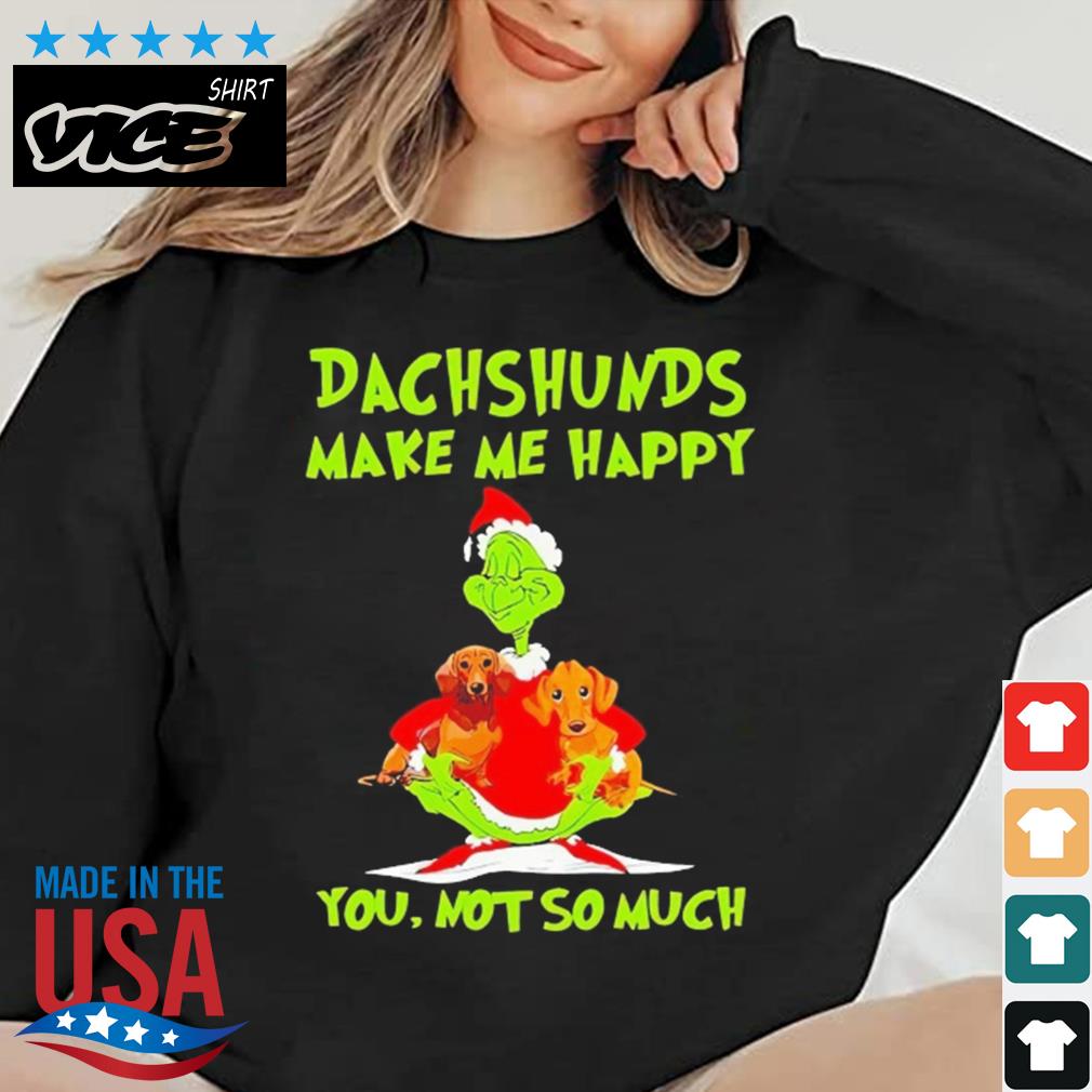 Grinch Hug Dachshund Make Me Happy You Not So Much Christmas Sweater