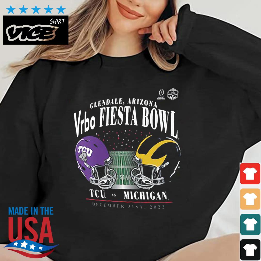 Michigan Wolverines Vs. TCU Horned Frogs College Football Playoff 2022 Fiesta Bowl Matchup Old School Shirt - Copy