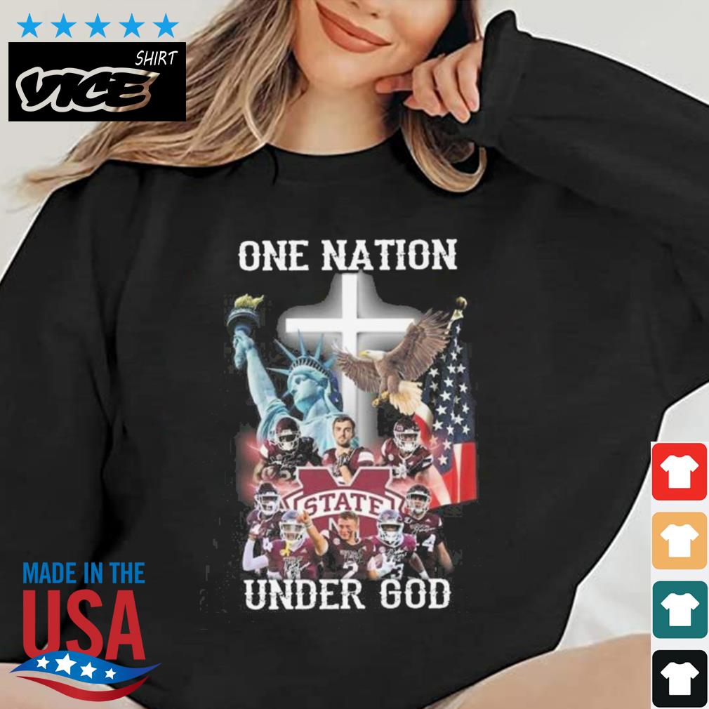 Mississippi State Bulldogs One Nation Under God Signatures 2022 Shirt