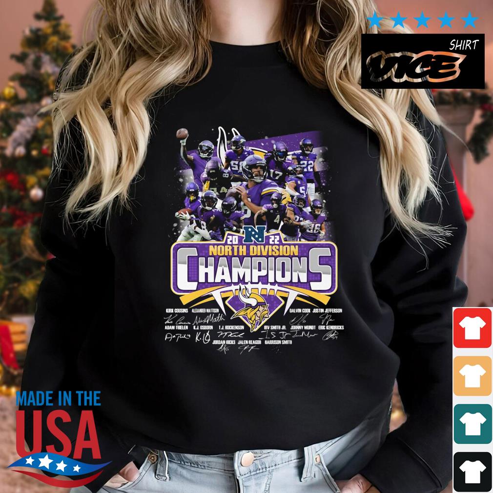 Official Minnesota Vikings 2022 North Division Champions Signatures Shirt,  hoodie, sweater, long sleeve and tank top