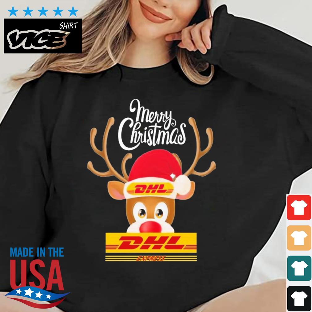 Reindeer DHL Logo Merry Christmas Sweater