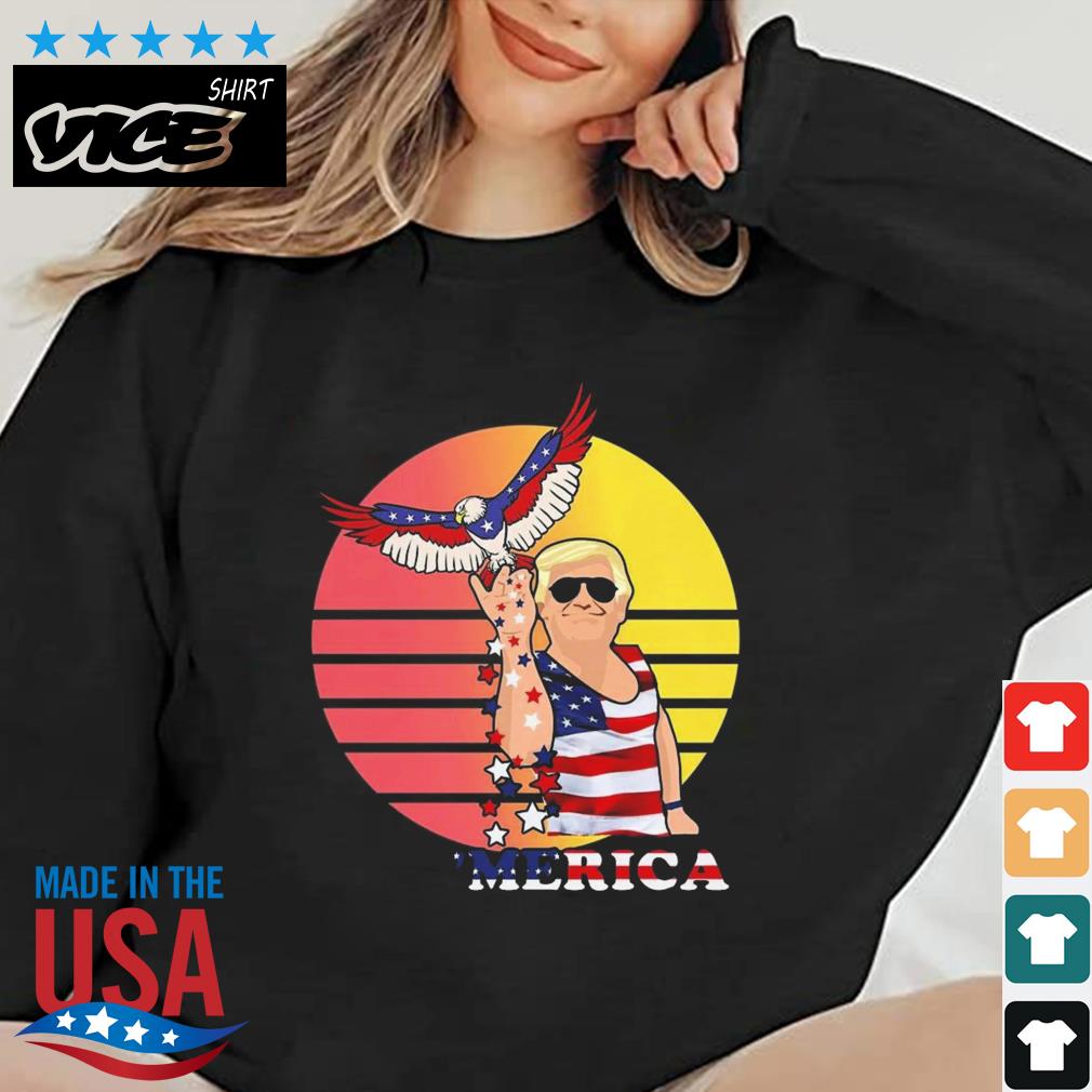 Trump Merica Eagle Shirt Vintage Usa America 2024 Pro Trump American Flag Anti-Biden