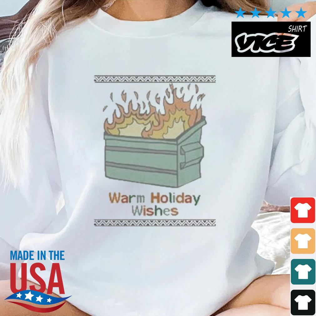 Warm Holiday Wishes Trash Can Flame Ugly Christmas Sweater