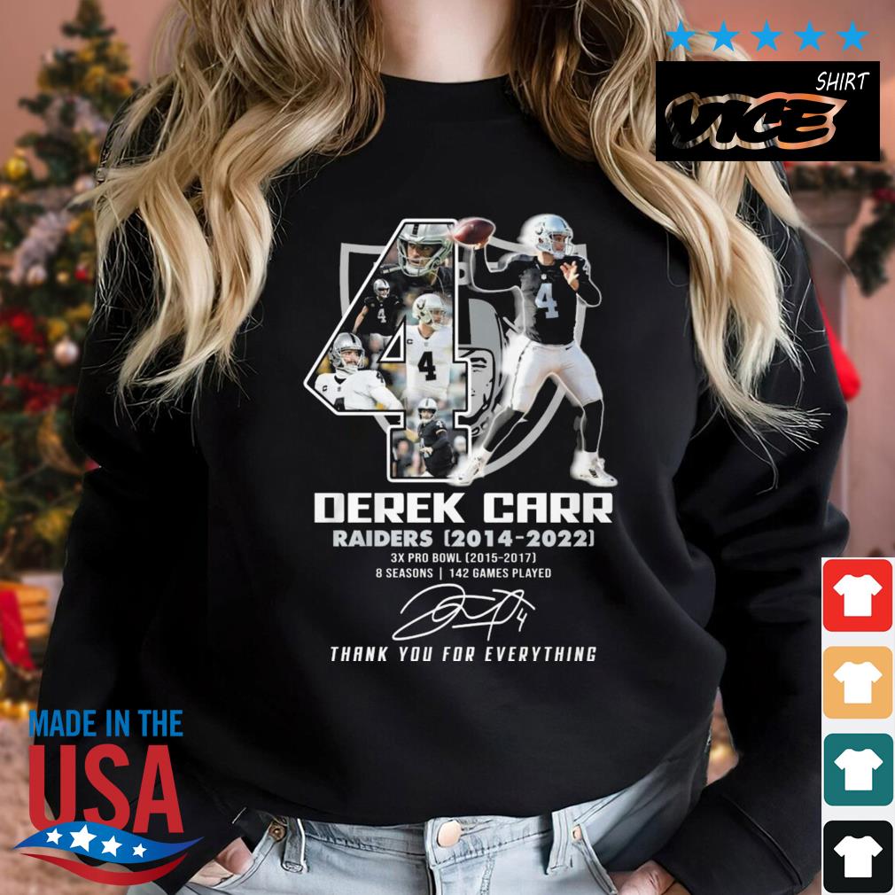 Derek Carr Raiders 2014 – 2022 Thank You For Everything Signature Shirt Sweater den