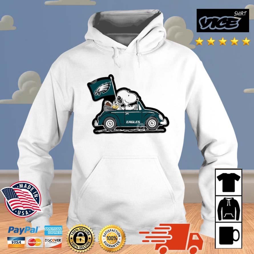 Philadelphia Eagles Snoopy And Woodstock Drive Car 2023 Super Bowl Vices hoodie trang