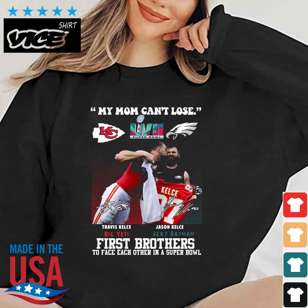 2023 LVII Super Bowl Travis Kelce Big Yeti Jason Kelce Sexy Batman First Brothers To Face Each Other In A Super Bowl Signatures Shirt