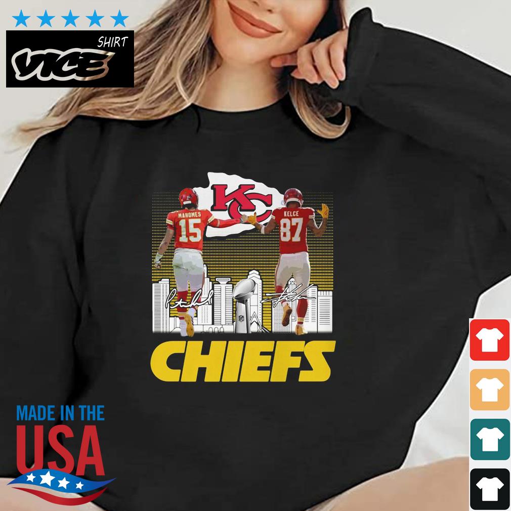 2023 Mahomes And Kelce Signatures On Kansas City Chiefs Shirt