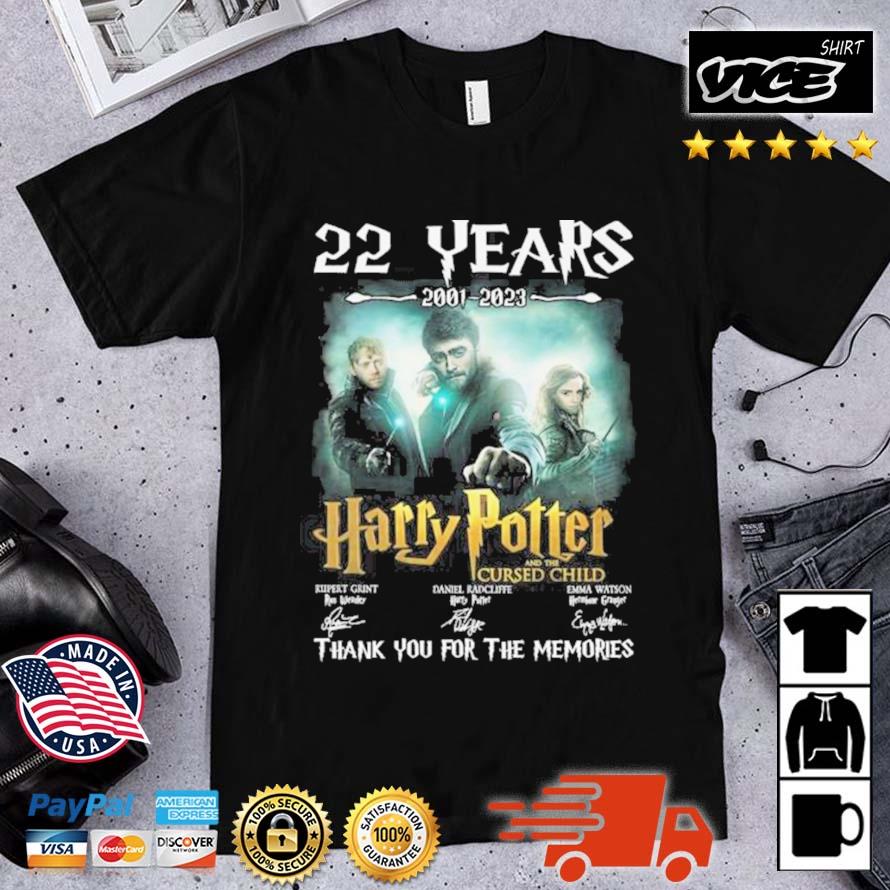 22 Years 2001-2023 Harry Potter And The Cursed Child Thank You For The Memories Signatures shirt