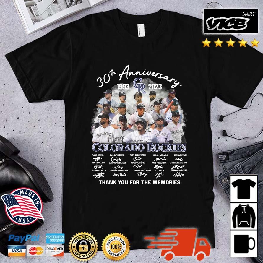 Best Colorado Rockies 30th Anniversary 1993-2023 Thank You For The Memories Signatures shirt